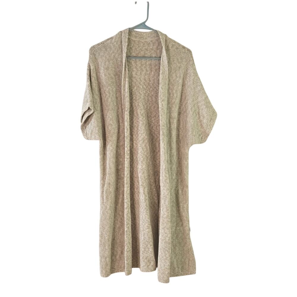 Short Sleeve Long BF Cardigan in Gray/white size M/L